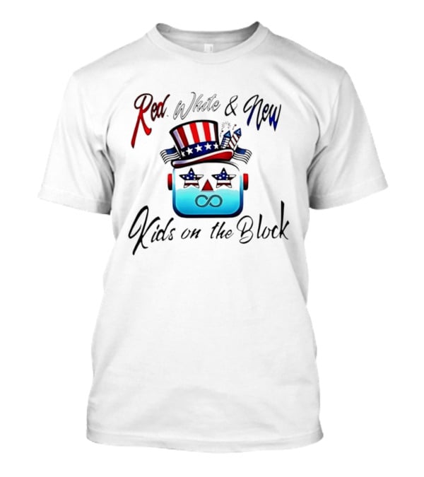 Red White And New Kids On The Block Patriotic Robot Fourth Of July T-Shirt