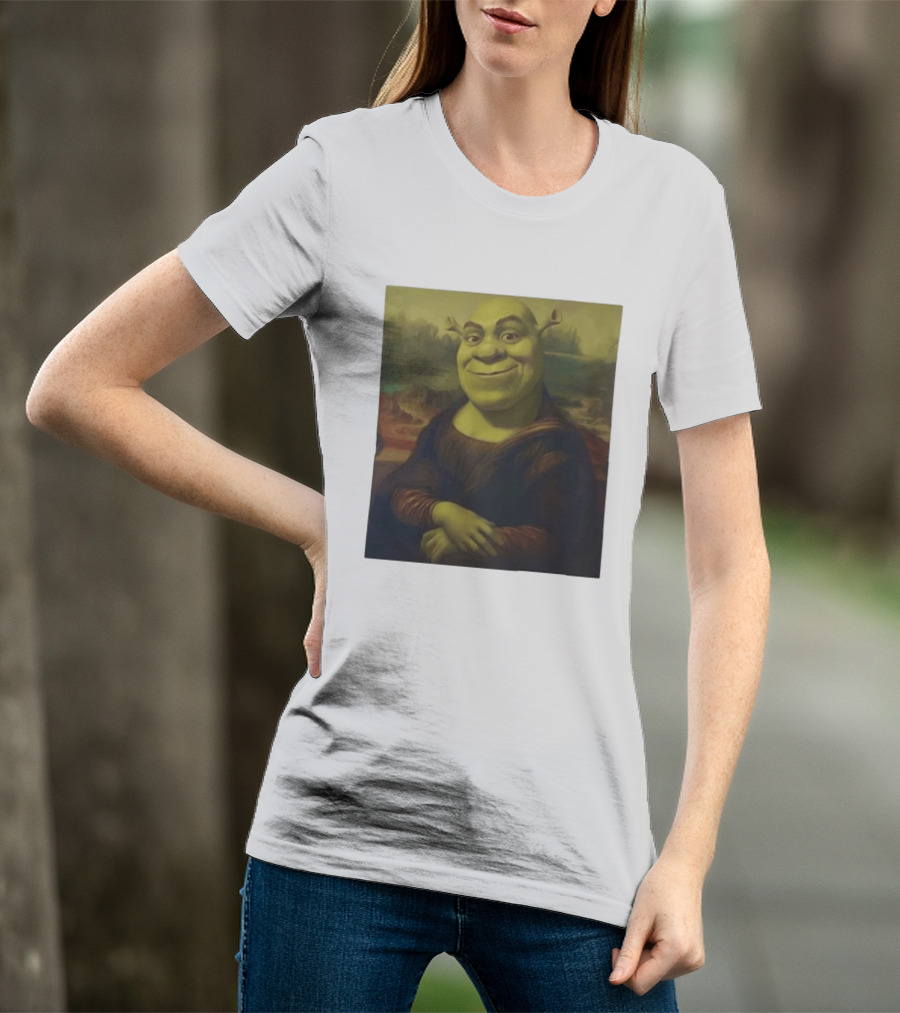 Shrek Mona Lisa Crossover Painting T-Shirt