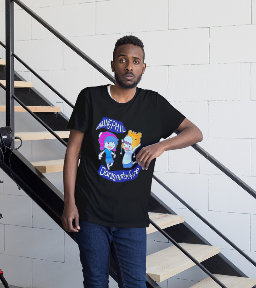 Amazing Phil Danisnotonfire Cartoon Characters Jumping T-Shirt