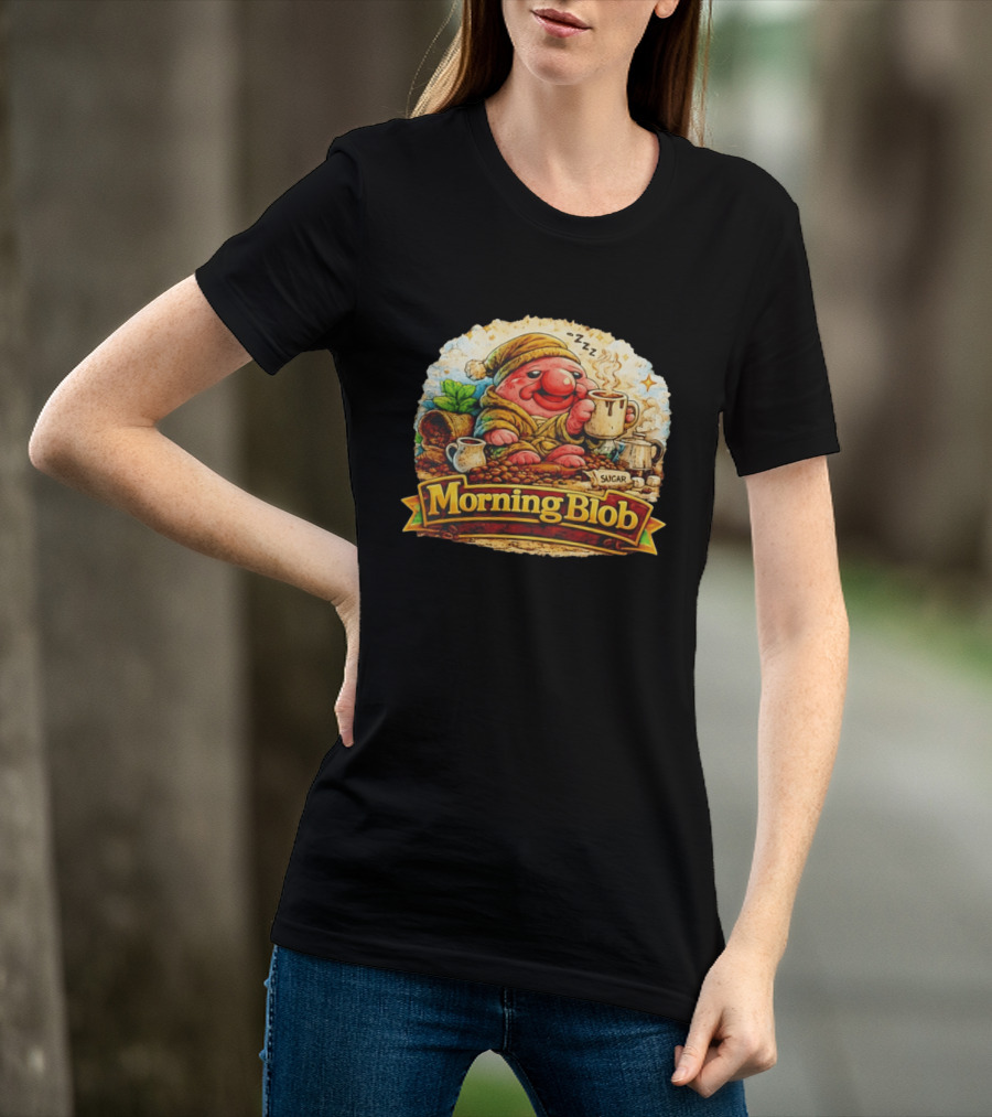 Cozy Morning Blob Coffee Drinker Sugar Delight Relaxation T-Shirt