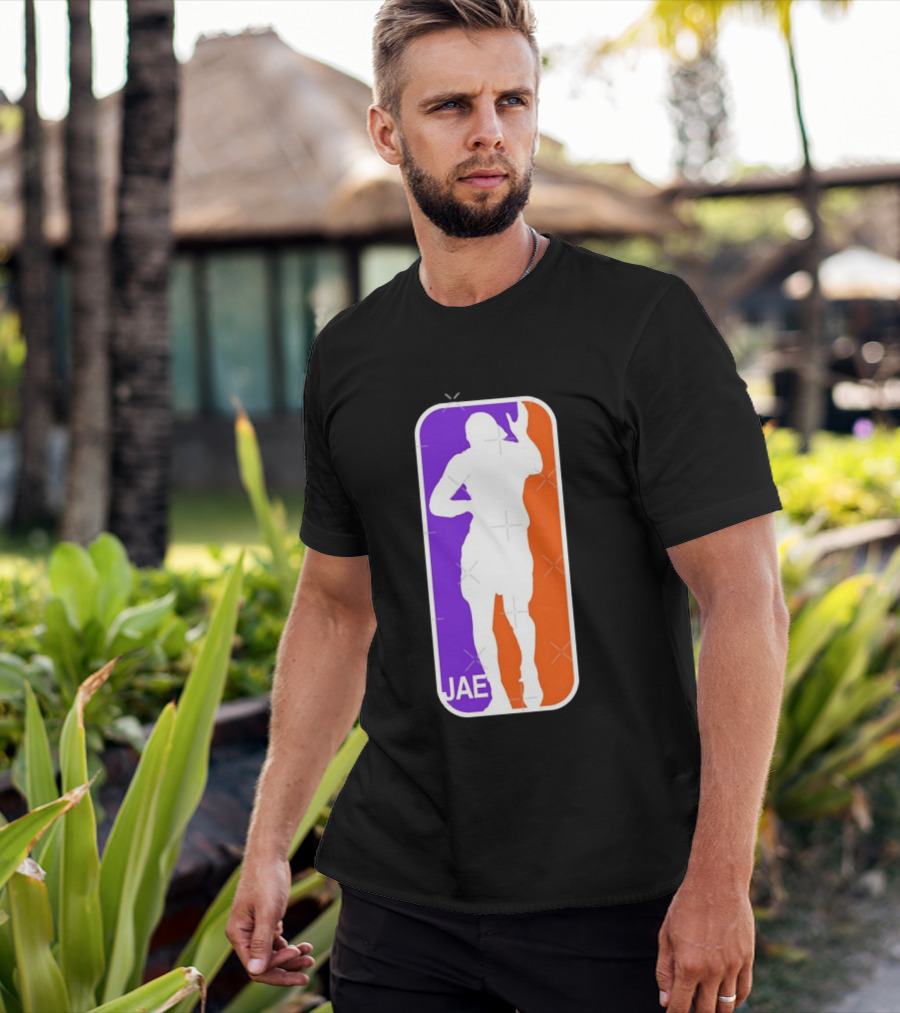 Jae Basketball Pose Purple And Orange T-Shirt