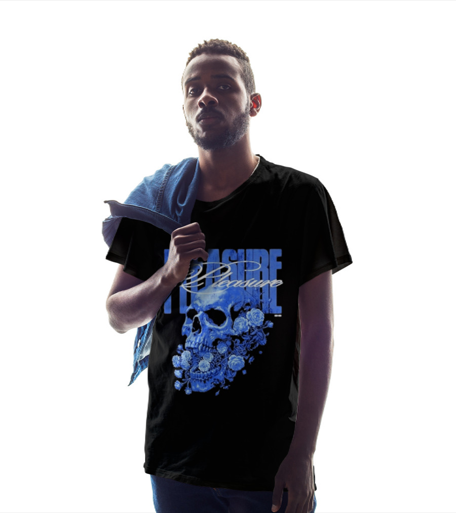 Pleasure Skull Roses Gothic Floral Blue T-Shirt