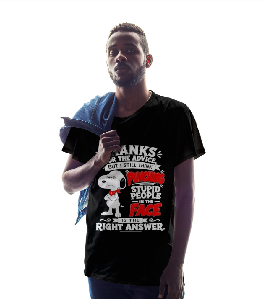 Snoopy Punching Stupid People In The Face Thanks For The Advice T-Shirt
