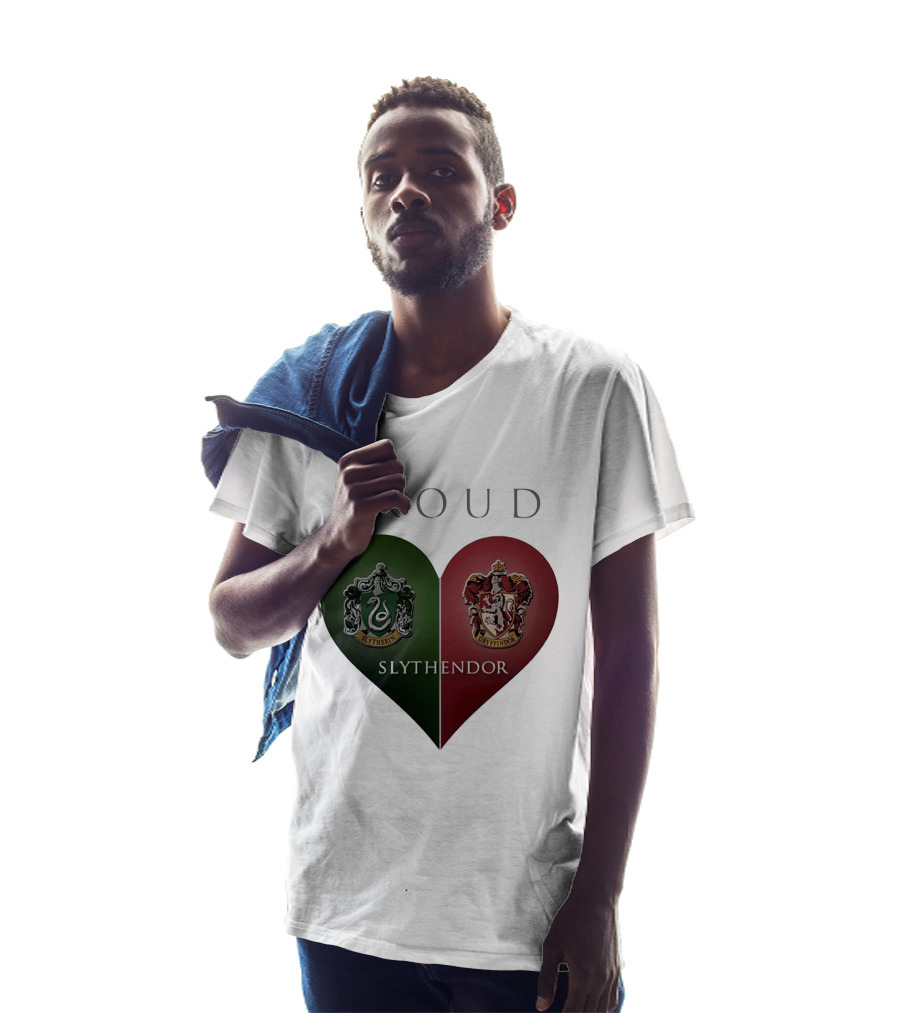 Proud Slythendor Heart Slytherin Gryffindor Crest Combination T-Shirt