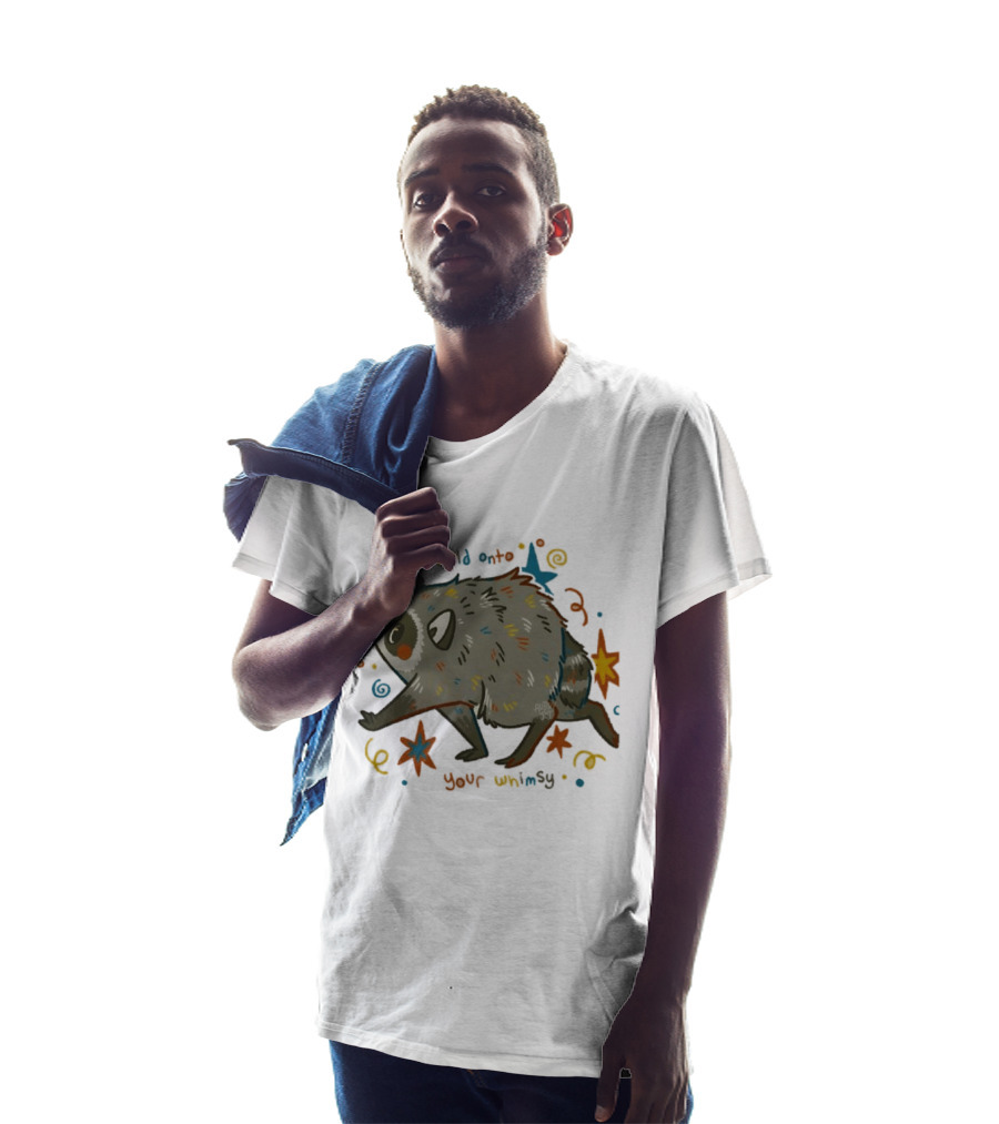 Raccoon Hold Onto Your Whimsy Cartoon With Stars And Colorful Accents T-Shirt