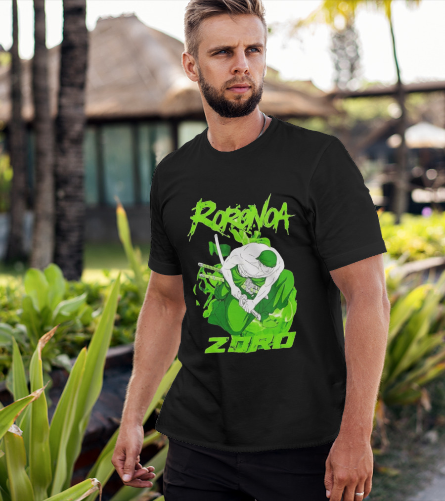 Roronoa Zoro Sword Fighter Anime Drawing T-Shirt