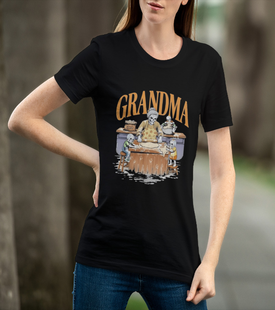 Grandma Baking Fun Skeleton Kitchen Flour Playtime T-Shirt