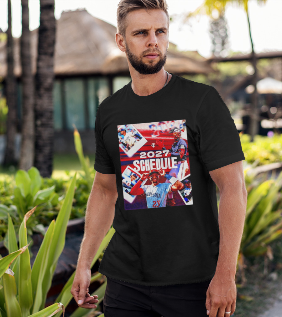 Minnesota Twins 2027 Schedule Collage With Players And Photos T-Shirt