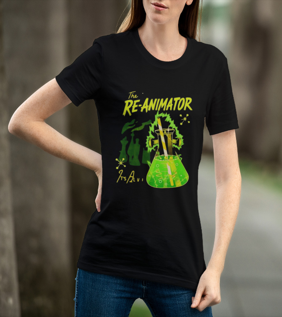 The Re Animator It's Alive Green Lab Flask Horror Film T-Shirt