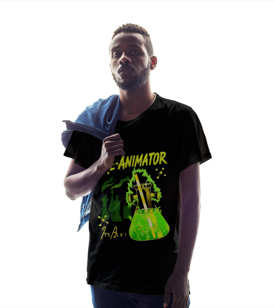 The Re Animator It's Alive Green Lab Flask Horror Film T-Shirt