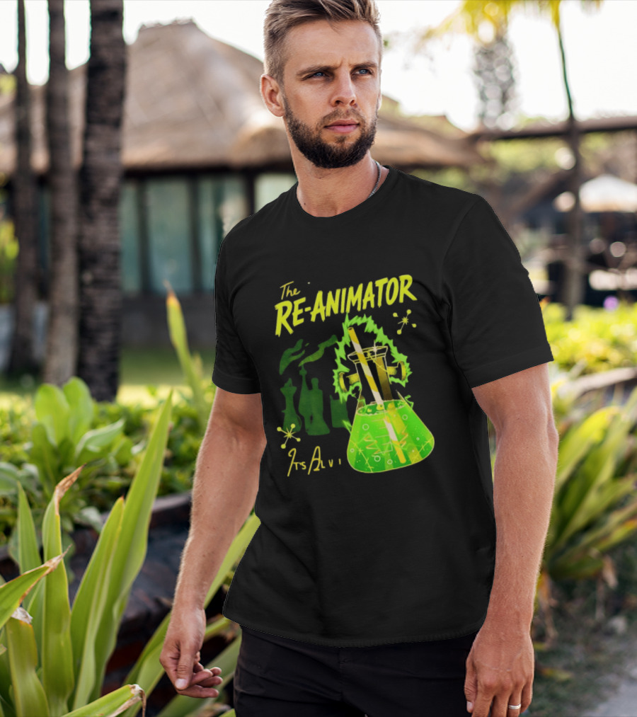 The Re Animator It's Alive Green Lab Flask Horror Film T-Shirt