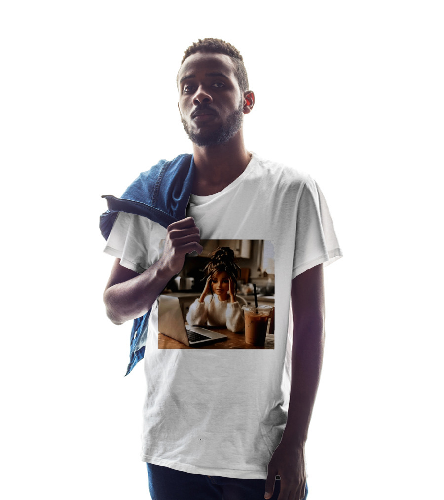 Crashing Out Barbie Girl With Coffee And Laptop Vibes T-Shirt