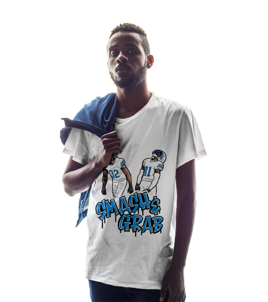 Detroit Lions Smash And Grab Football Players 32 And 31 Sports Fan Gear T-Shirt