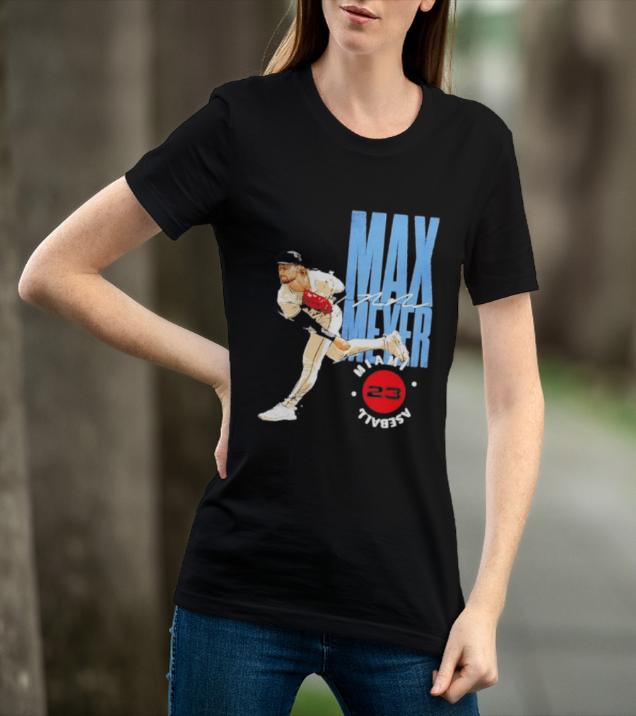 Max Meyer Miami Marlins Baseball 23 Stamp T-Shirt