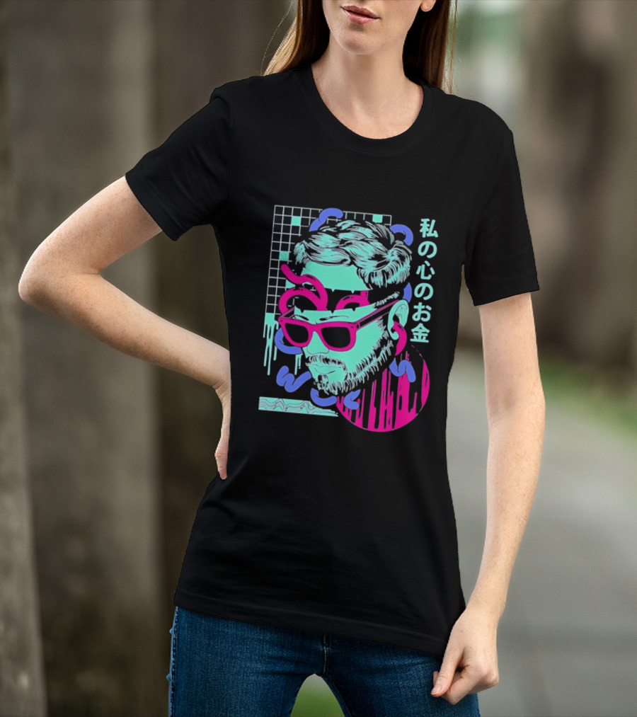 Vaporwave Aesthetic Japanese Cyberpunk Sunglasses Drip Grid T-Shirt