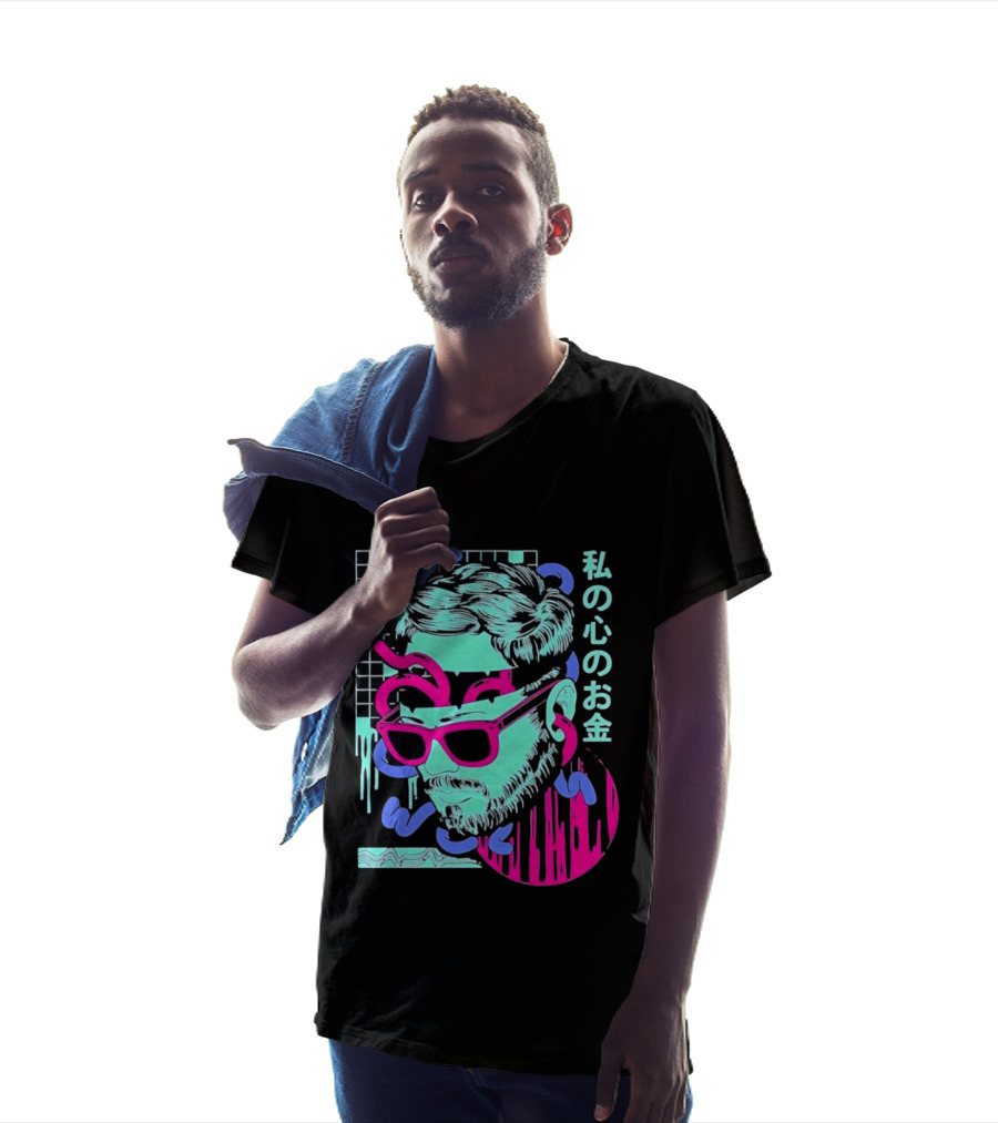 Vaporwave Aesthetic Japanese Cyberpunk Sunglasses Drip Grid T-Shirt