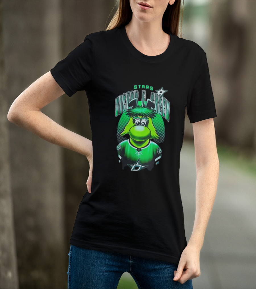 Dallas Stars Victor E Green Mascot NHL Fan Gear T-Shirt