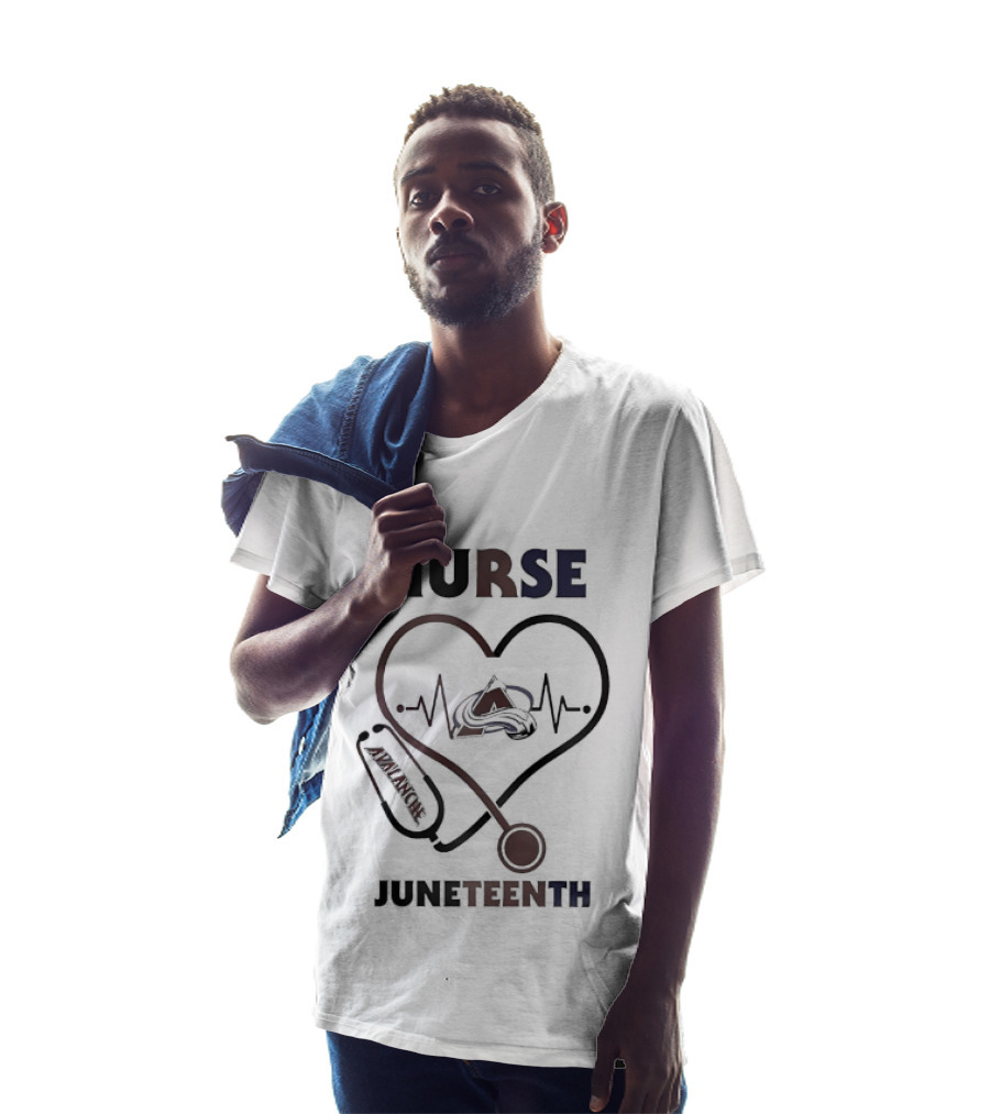Nurse Heart Stethoscope Colorado Avalanche Juneteenth T-Shirt