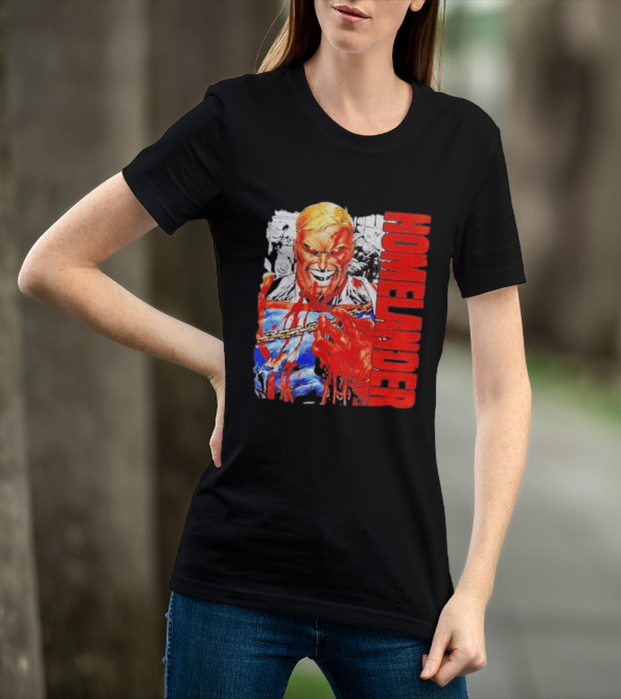Homelander The Boys Superhero Cartoon Blood Splattered Image T-Shirt