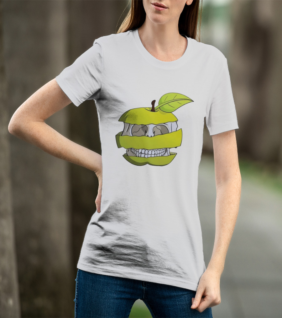 Skull Apple Forbidden Fruit Creative Slice T-Shirt