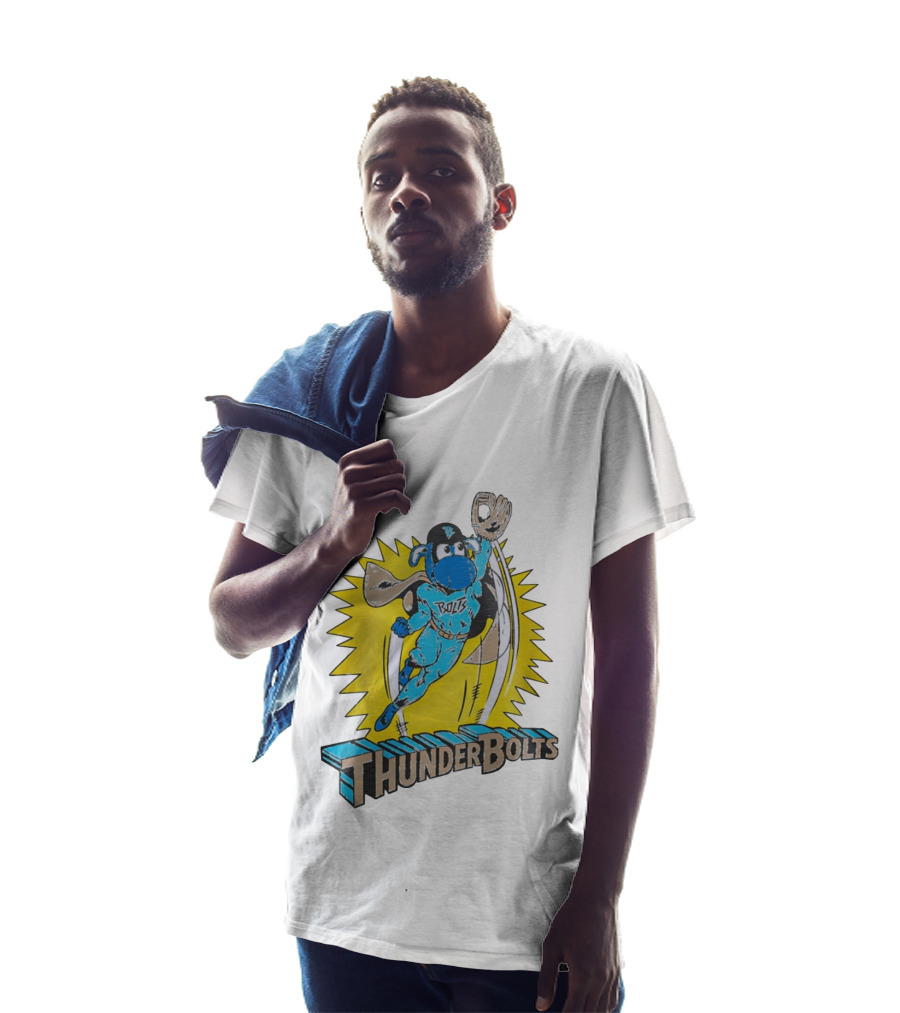 ThunderBolts Superhero Mascot Baseball Catcher T-Shirt