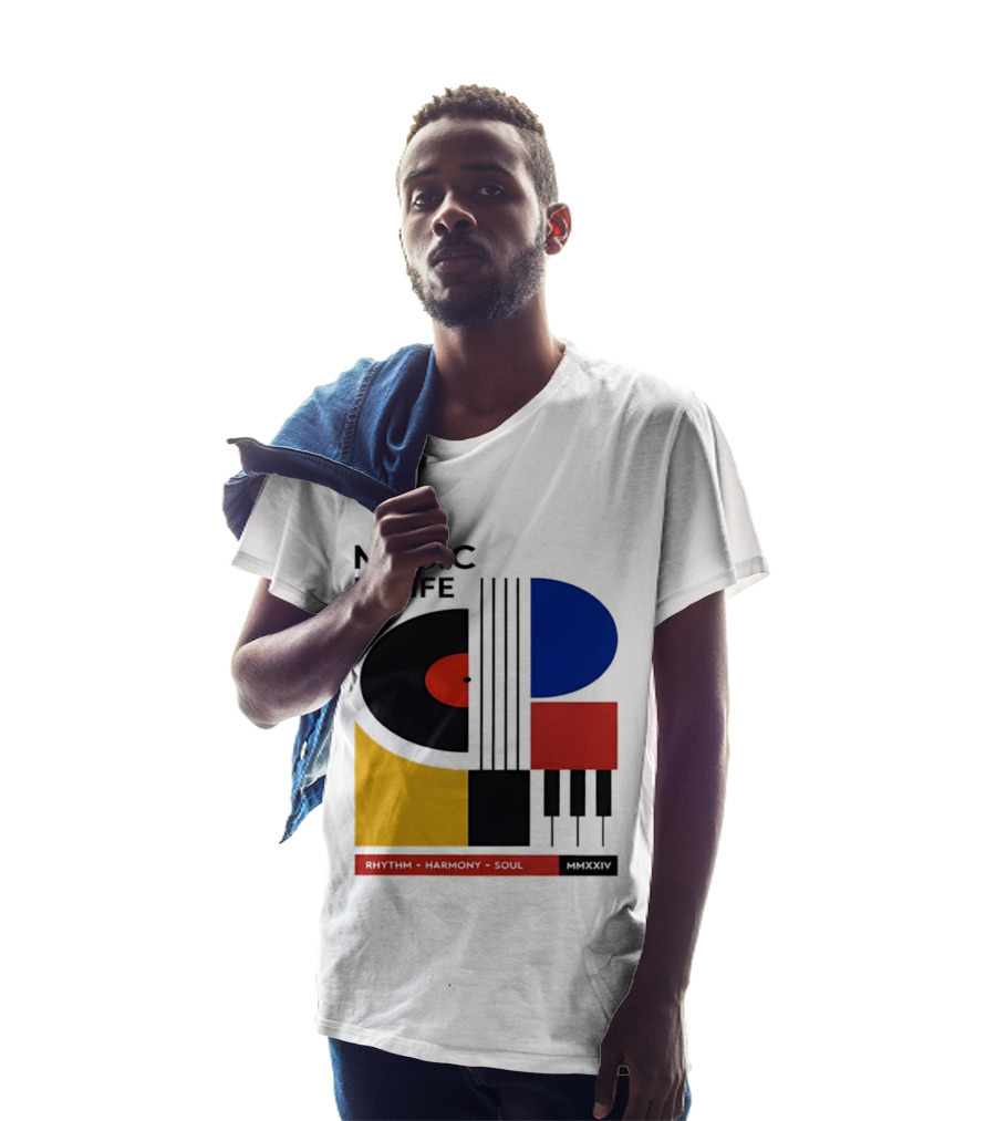 Music Is Life MMXXIV Rhythm Harmony Soul Vinyl Piano Abstract T-Shirt