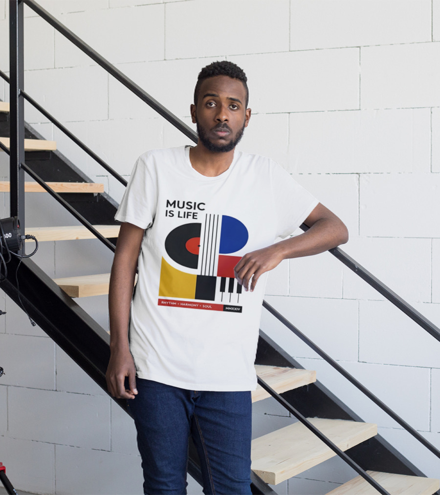 Music Is Life MMXXIV Rhythm Harmony Soul Vinyl Piano Abstract T-Shirt