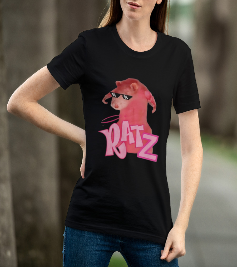 RATZ Muscular Pink Toned Rat Pixel Thug Life Sunglasses Bratz Doll T-Shirt