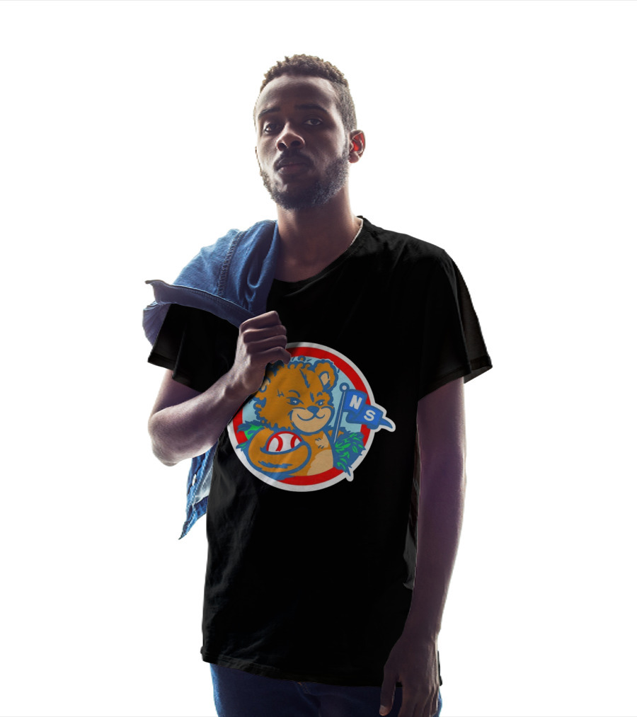 Teddy Bear Holding Baseball NS Pennant Circle T-Shirt