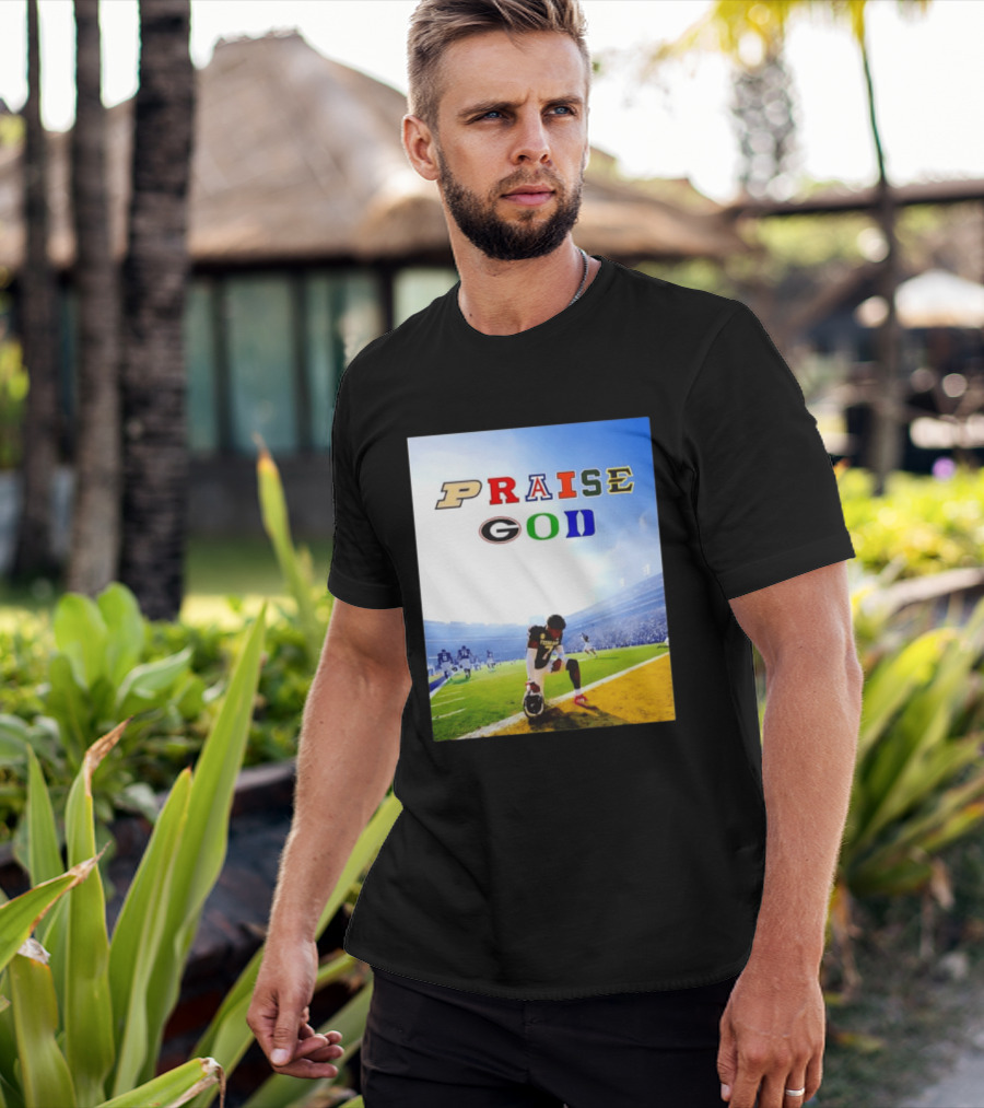 Texas AM Football Player No 7 Praise God Stadium Scene T-Shirt