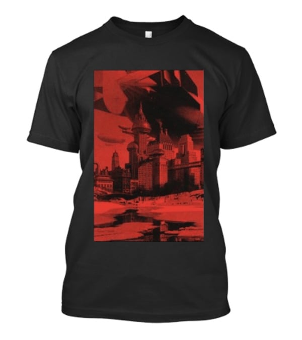 The Barbarians Of California Megatons Pull Retro Futuristic Cityscape Airships T-Shirt
