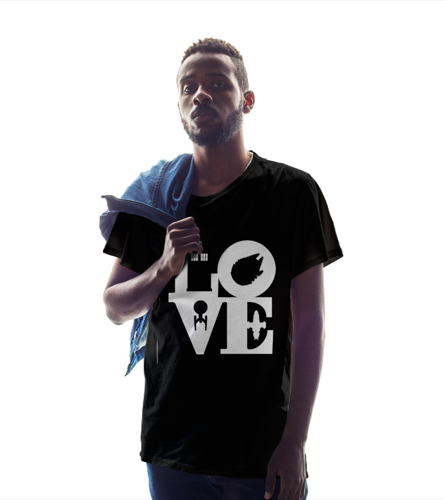 TARDIS Millennium Falcon Enterprise Serenity Sci Fi Love Mashup T-Shirt