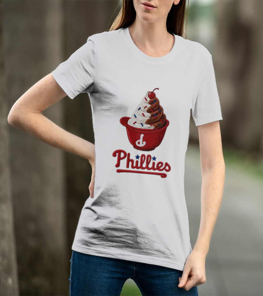 Philadelphia Phillies Ice Cream Sundae Embroidery Phillies T-Shirt