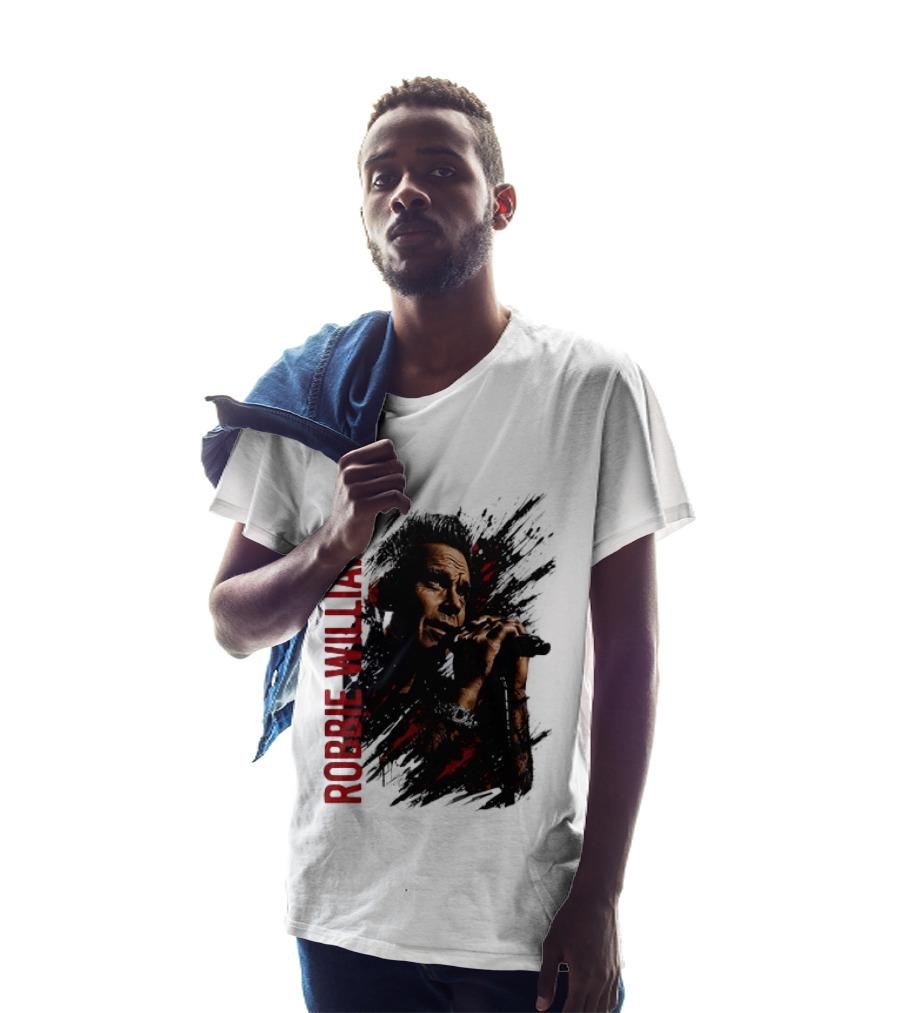 Robbie Williams Pop Star Singer Microphone Performance T-Shirt