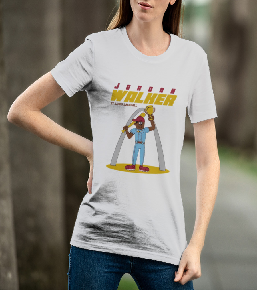 Jordan Walker St. Louis Cardinals MLB Cartoon Character With Trophy And Bat T-Shirt