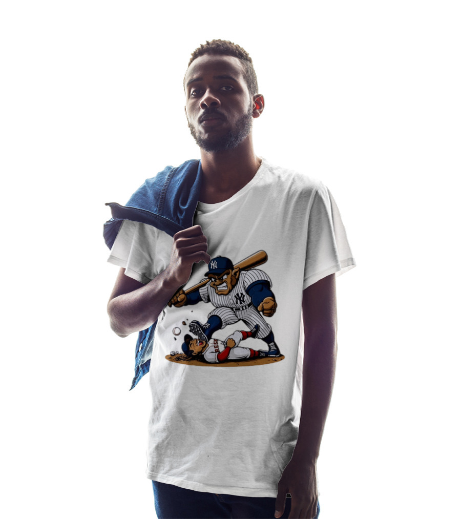 Yankees Vs Red Sox Cartoon Rivalry Yankees Player Dominance Over Red Sox Player T-Shirt