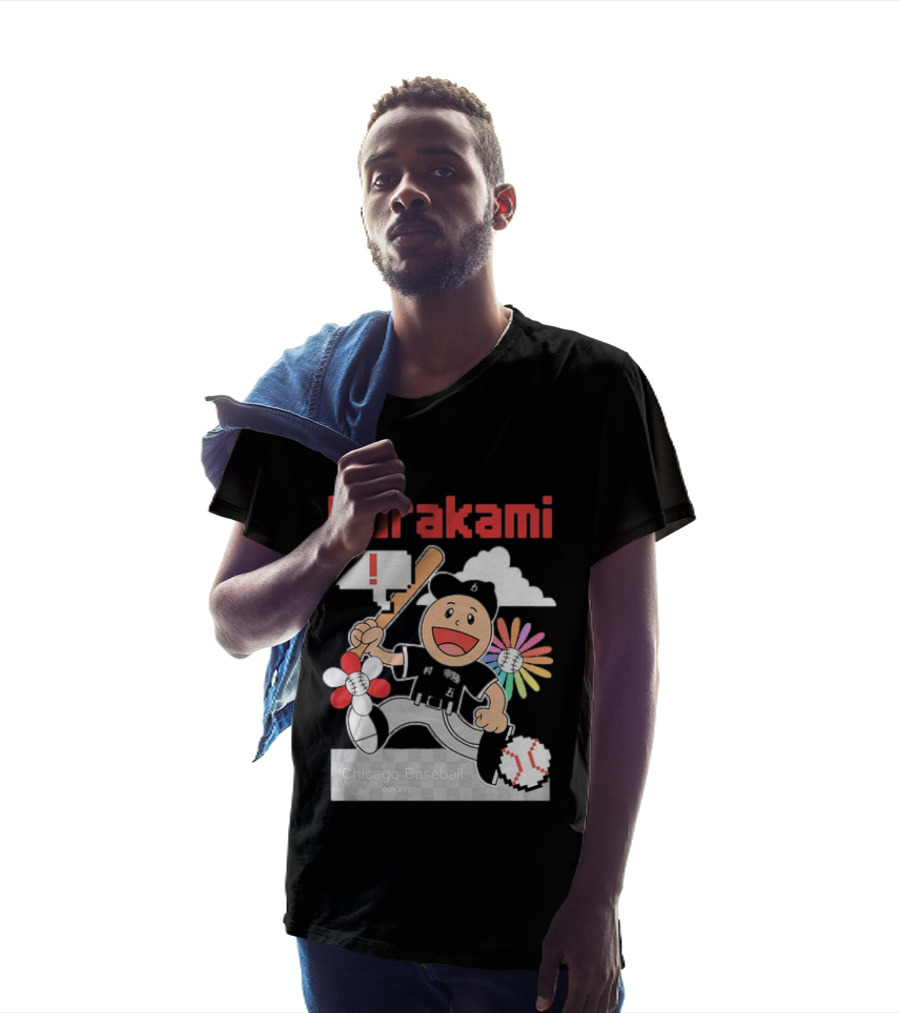 Murakami Chicago Baseball Munetaka Flower Baseball Cartoon T-Shirt