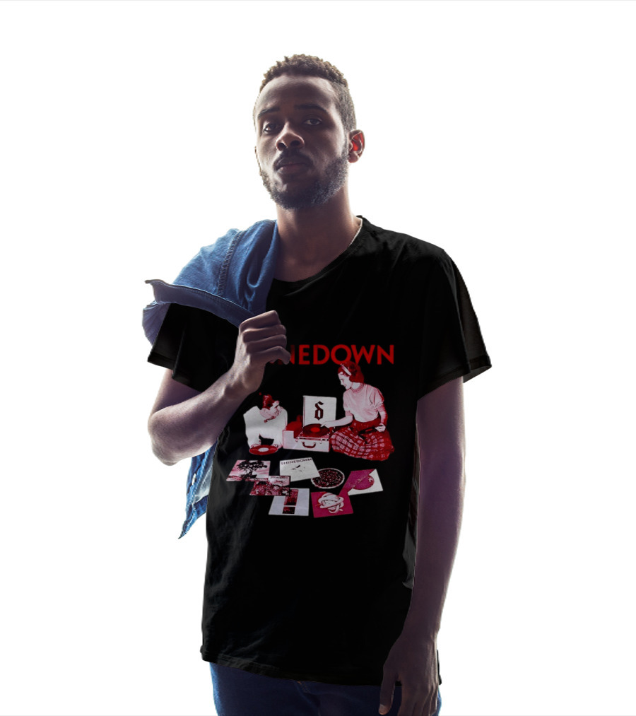 Shinedown Vinyl Record Collage Retro Music Band T-Shirt