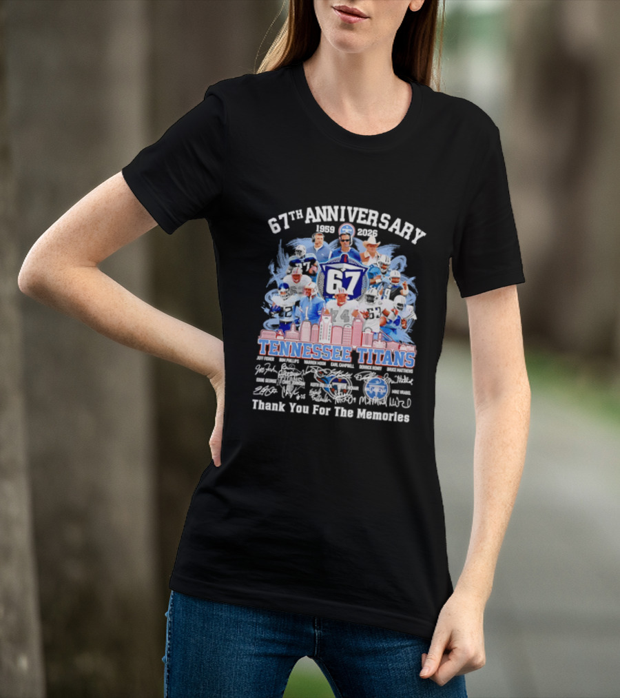 Tennessee Titans 67th Anniversary 1959 2026 Thank You For The Memories Legends T-Shirt