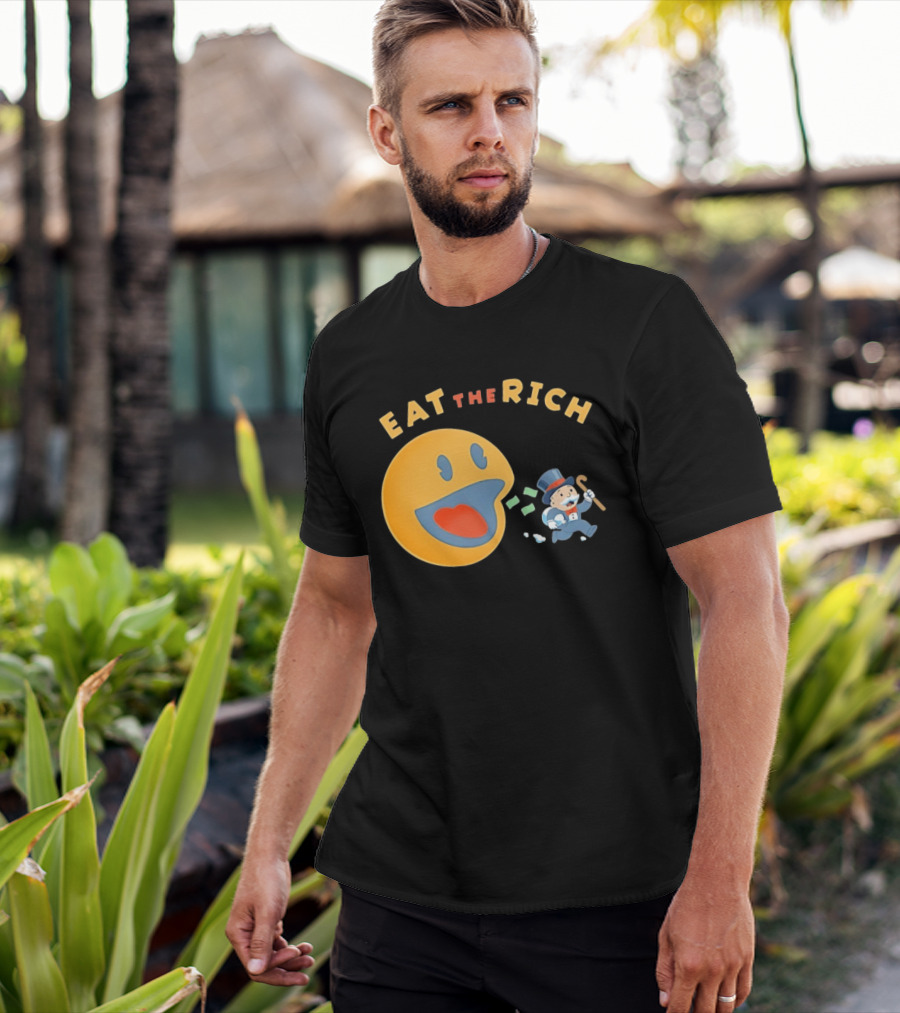 Eat The Rich Monopoly Man Pac Man Capitalism T-Shirt