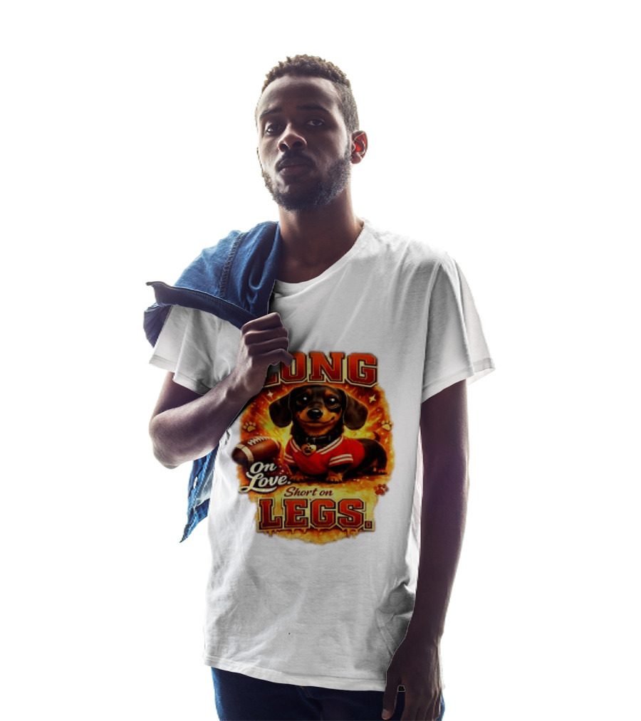 Dachshund Long On Love Short On Legs Football T-Shirt