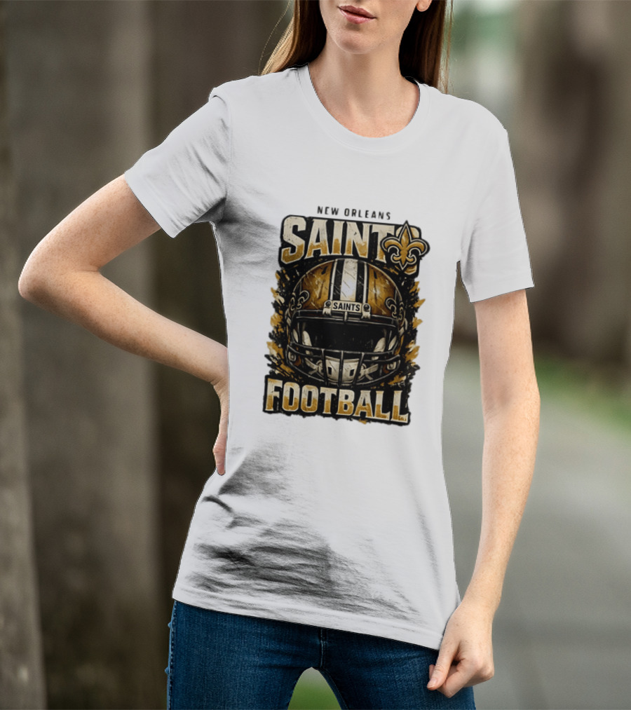 New Orleans Saints Football Helmet Distressed Fleur De Lis T-Shirt