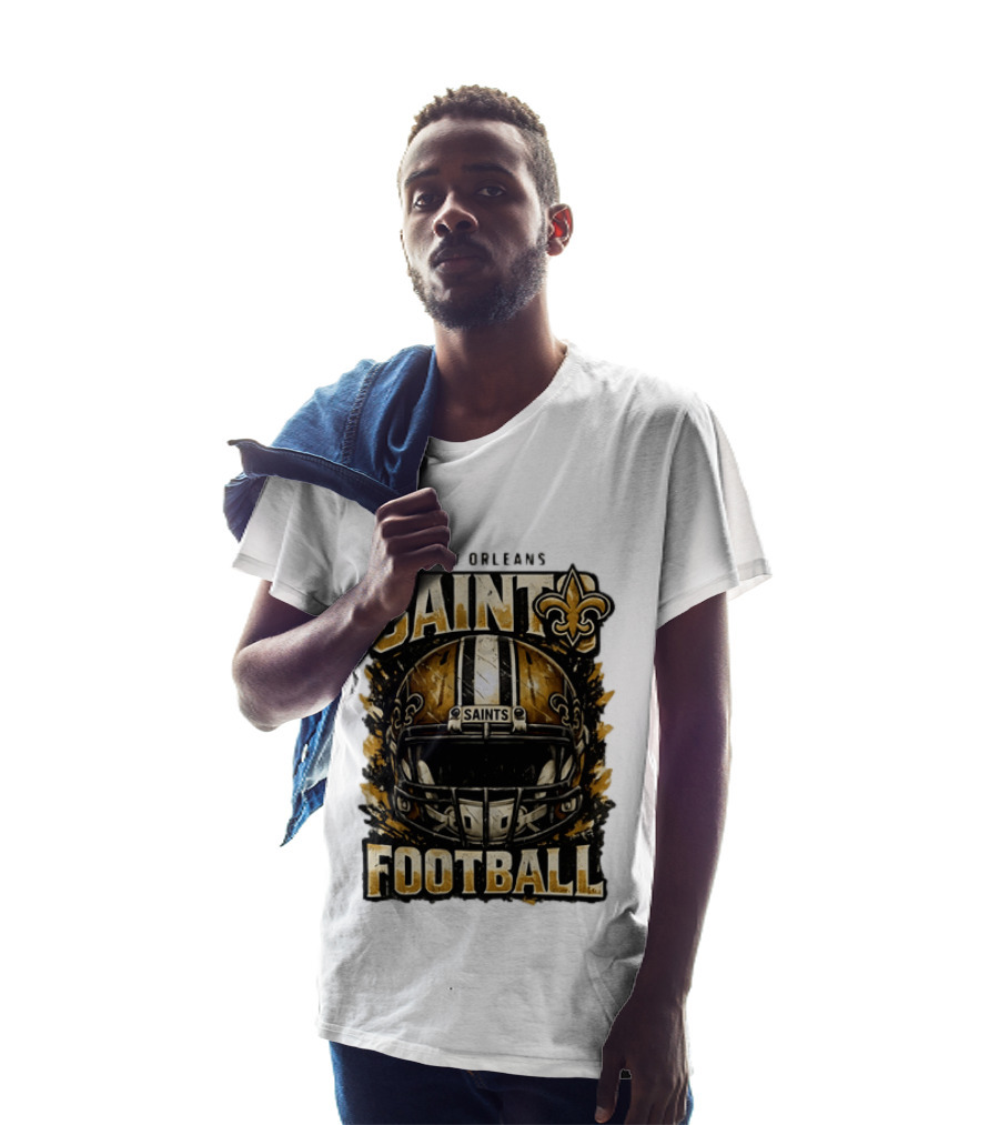 New Orleans Saints Football Helmet Distressed Fleur De Lis T-Shirt