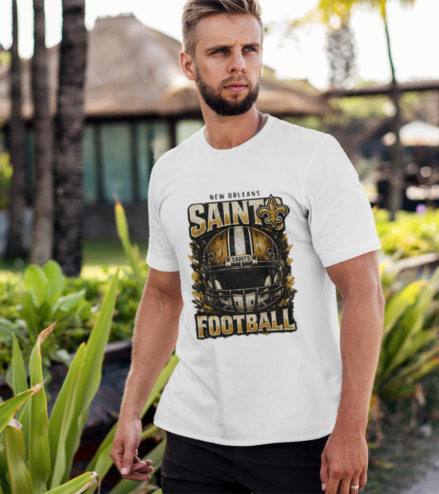 New Orleans Saints Football Helmet Distressed Fleur De Lis T-Shirt