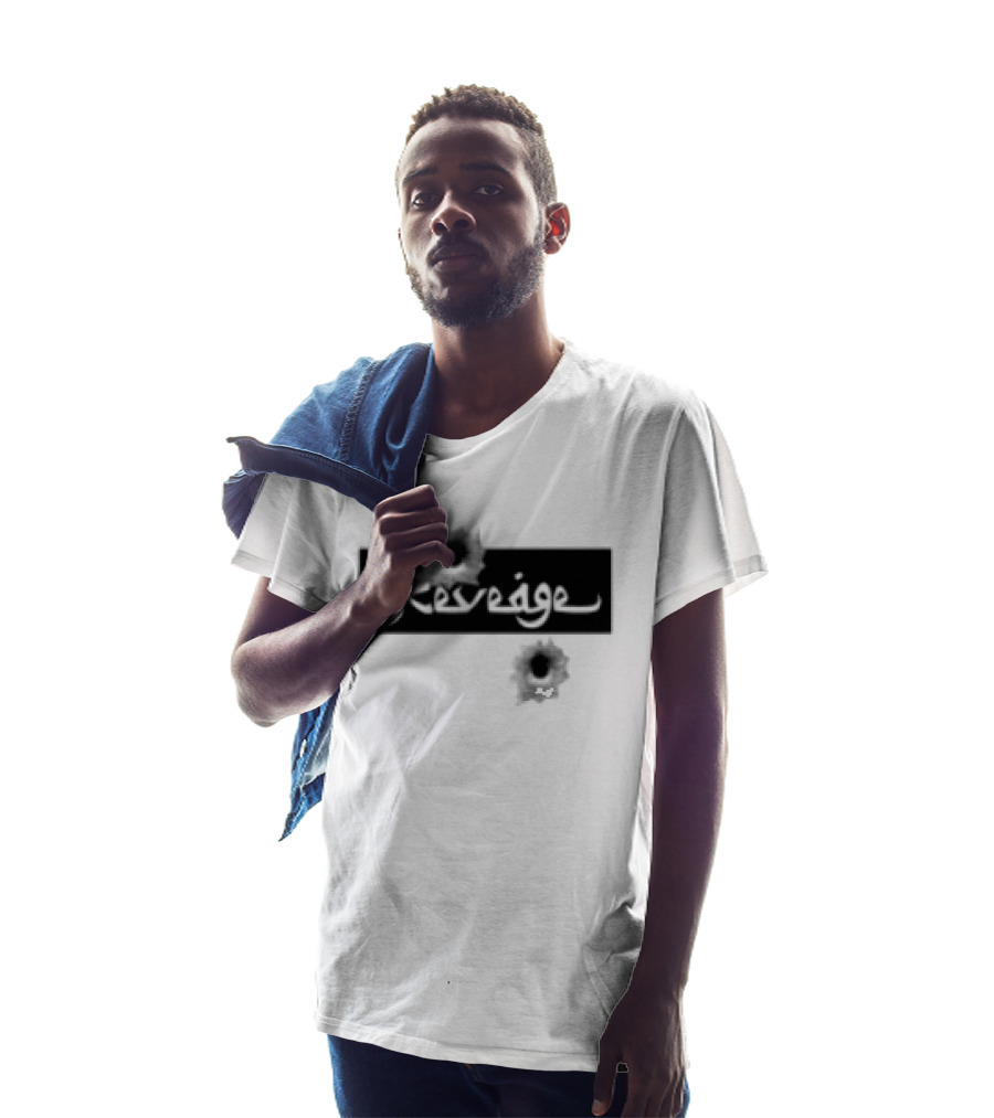 Revenge Arabic Text White Black Fusion T-Shirt
