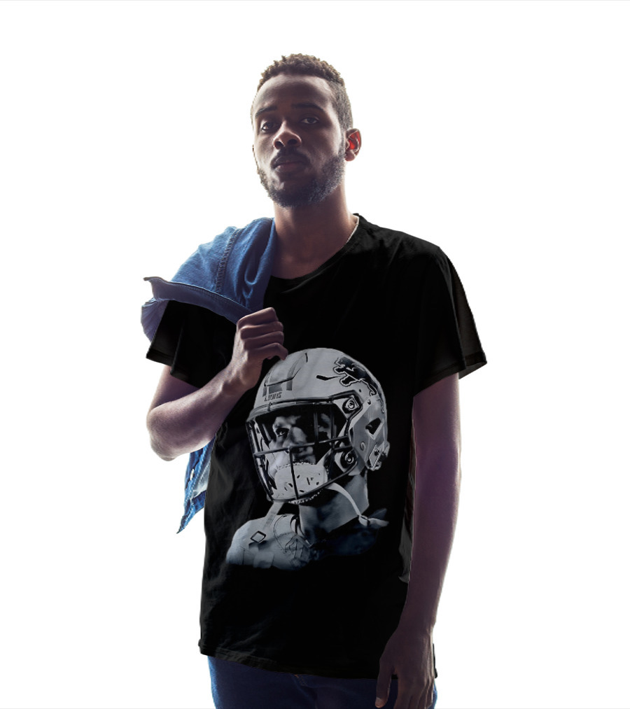 Detroit Lions Aidan Hutchinson Charcoal House Helmet Artistry T-Shirt