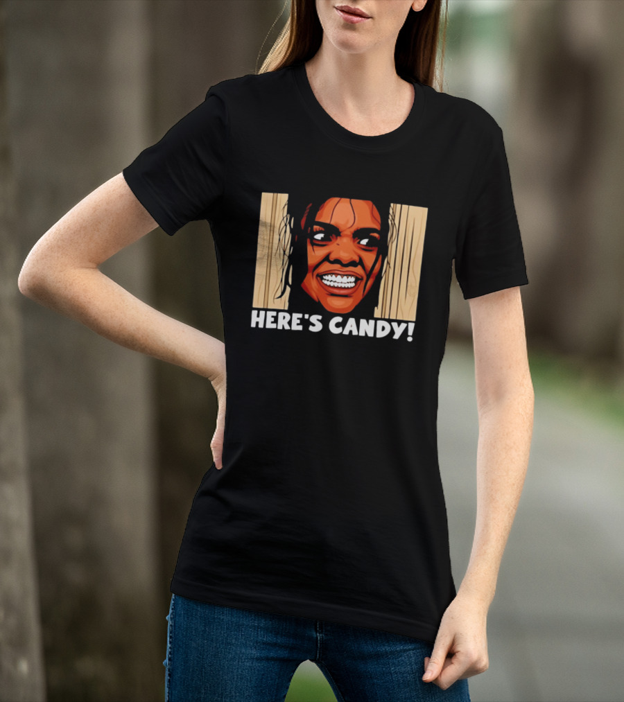 Here's Candy Horror Movie Halloween Face Breaking Through Wood T-Shirt