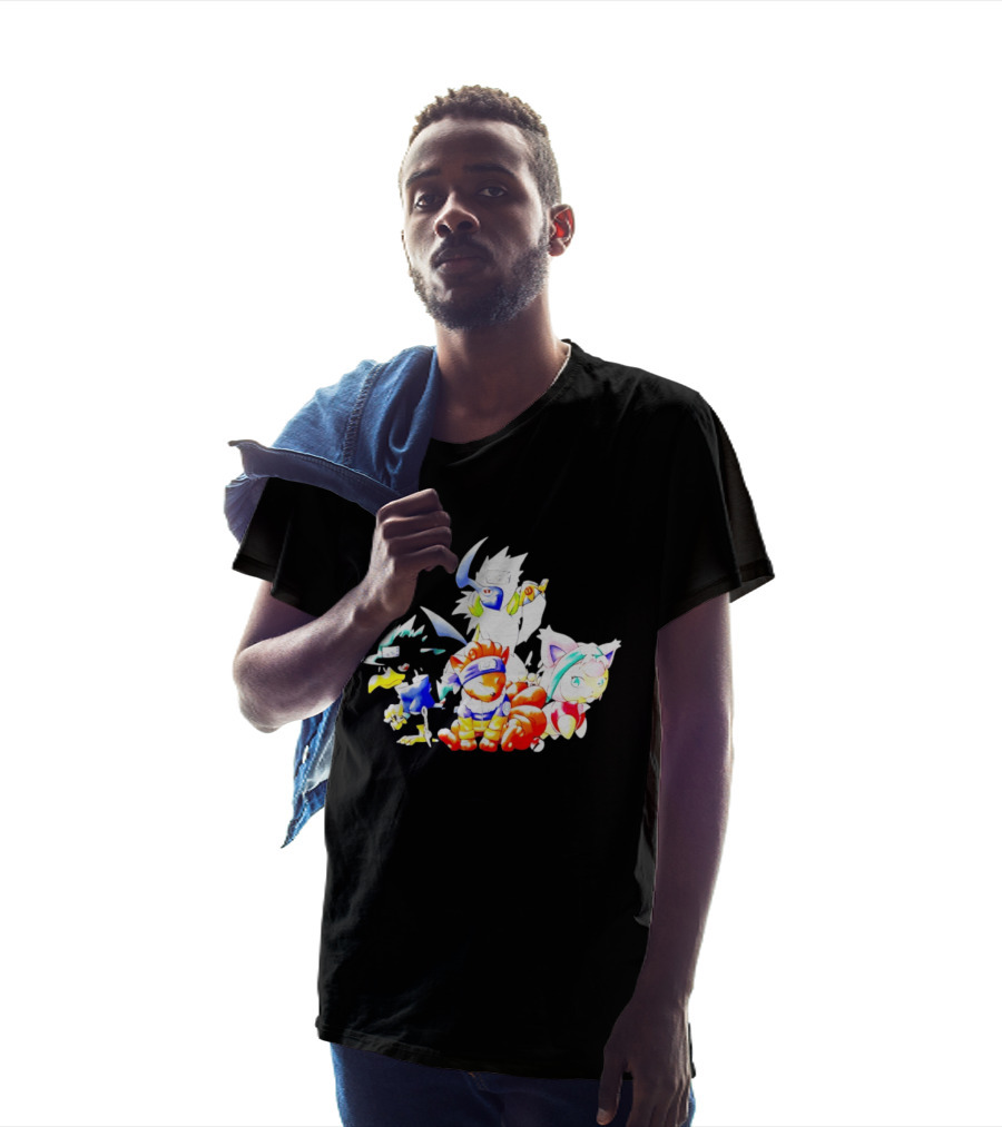 Chibi Pokemon Naruto Crossover With Animal Characters T-Shirt