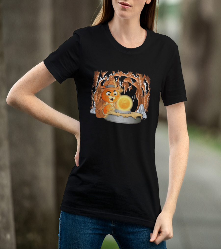Raiders Of The Lost Yarn Cat Indiana Jones Golden Ball Relic Adventure T-Shirt