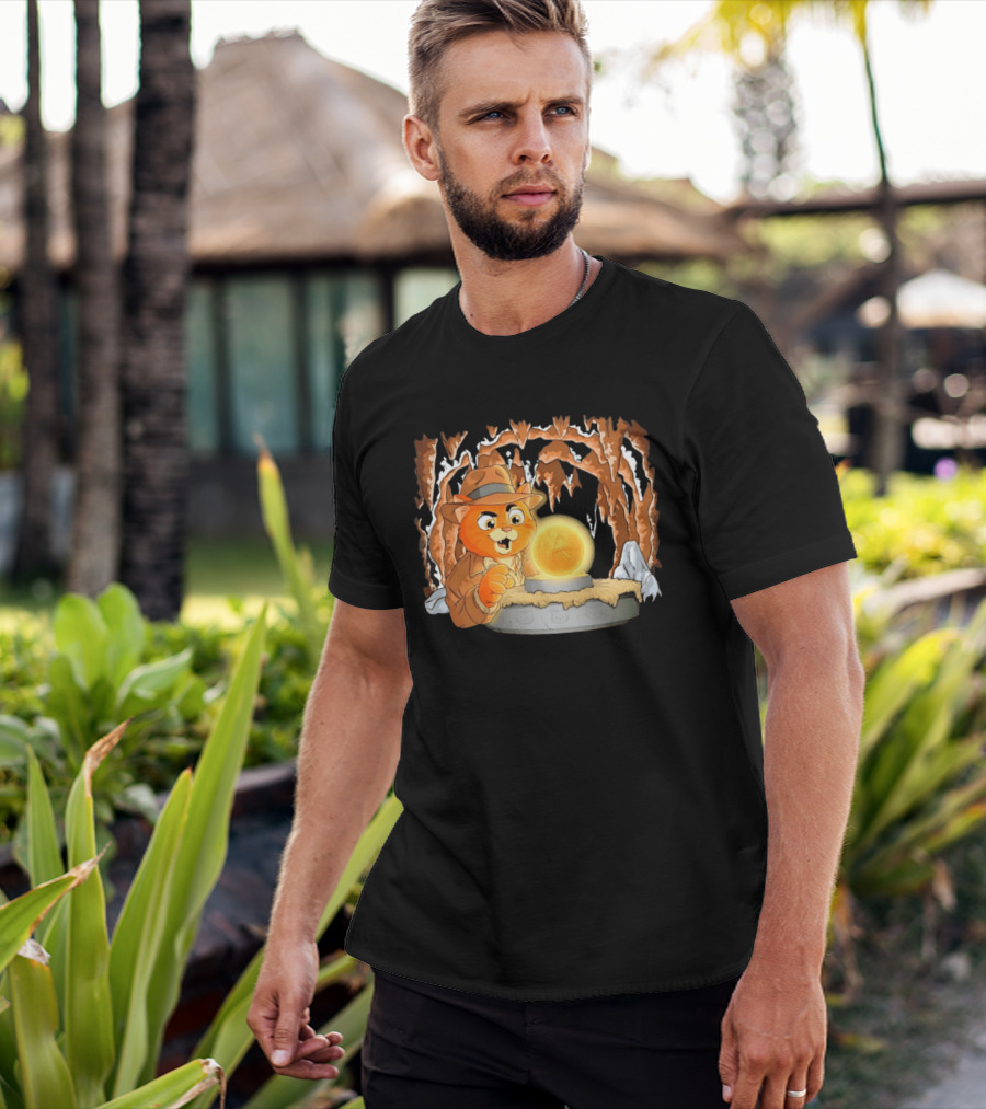 Raiders Of The Lost Yarn Cat Indiana Jones Golden Ball Relic Adventure T-Shirt